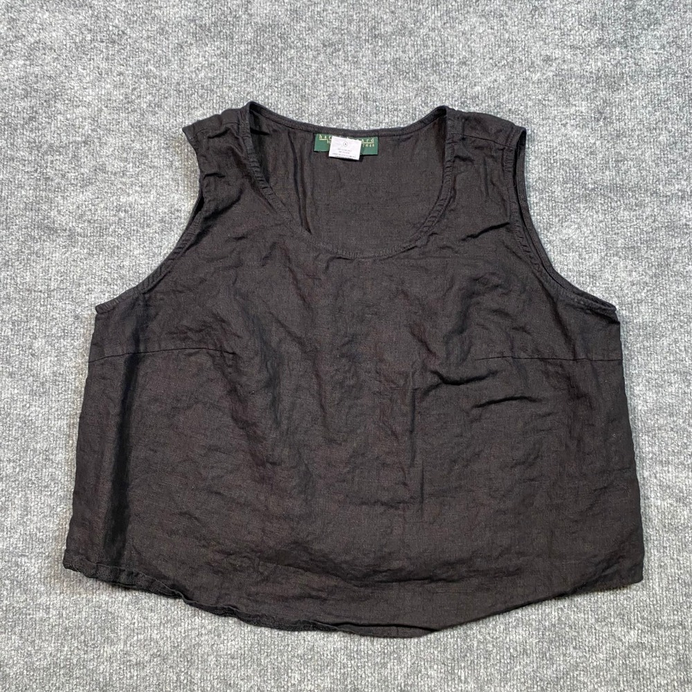 Harve Benard Woman Black 100% Linen Sleeveless Shell Top Plus Size 20W Scoop